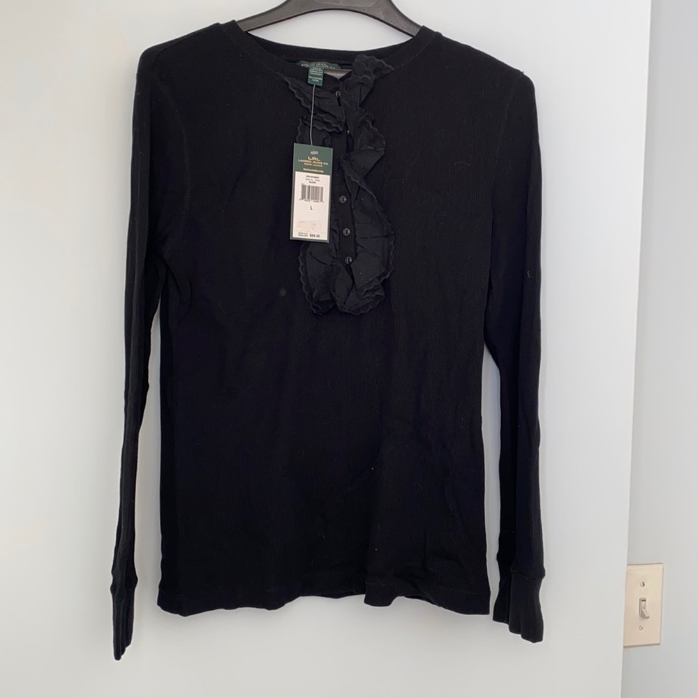 NWT Lauren Jeans 💯 cotton shirt with ruffles